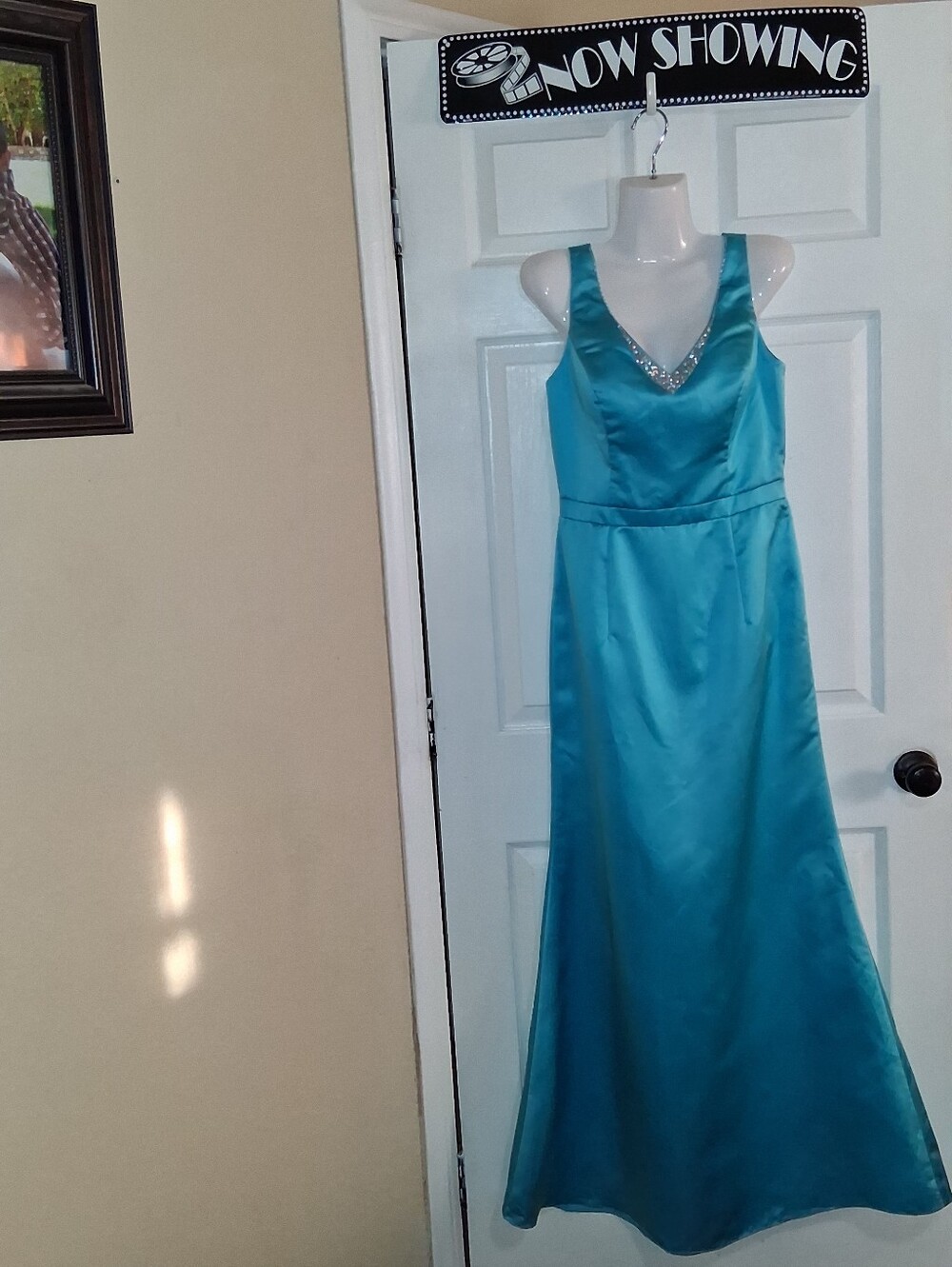 Da Vinci Aqua Satin Dress